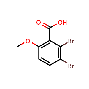 Chemical structure of 2,3-dibromo-6-methoxybenzoic acid , CAS 2091222-56-7, AChemBlock AD296760