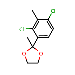 Chemical structure of 2-(2,4-dichloro-3-methylphenyl)-2-methyl-1,3-dioxolane , CAS 2921687-92-3, AChemBlock AD296764