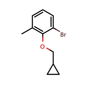 Chemical structure of 1-bromo-2-(cyclopropylmethoxy)-3-methylbenzene , CAS 1369782-22-8, AChemBlock AD296766