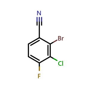 Chemical structure of 2-Bromo-3-chloro-4-fluorobenzonitrile , CAS 2092415-27-3, AChemBlock AD296769