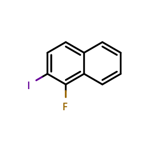 Chemical structure of 1-fluoro-2-iodonaphthalene , CAS 501433-09-6, AChemBlock AD296770