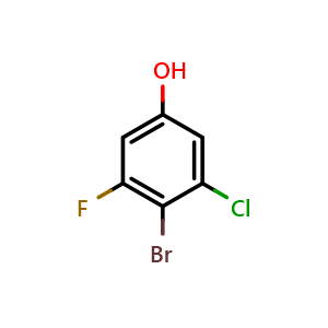 Chemical structure of 4-bromo-3-chloro-5-fluorophenol , CAS 1785409-38-2, AChemBlock AD296771