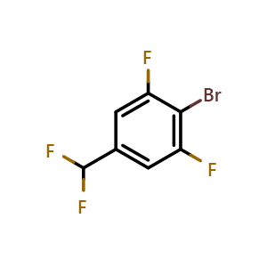Chemical structure of 2-bromo-5-(difluoromethyl)-1,3-difluorobenzene , CAS 1807026-08-9, AChemBlock AD296773