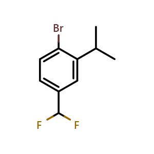 Chemical structure of 1-bromo-4-(difluoromethyl)-2-isopropylbenzene , CAS 2918962-24-8, AChemBlock AD296774