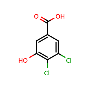 Chemical structure of 3,4-dichloro-5-hydroxybenzoic acid , CAS 63001-36-5, AChemBlock AD296775