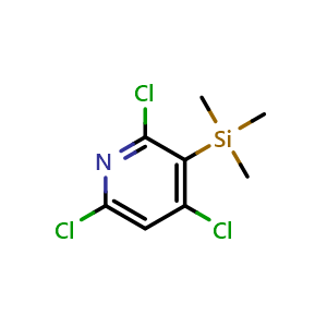 Chemical structure of 2,4,6-Trichloro-3-(trimethylsilyl)pyridine , CAS 837365-00-1, AChemBlock AD296781