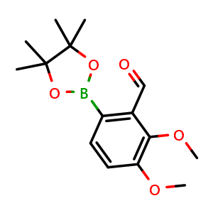 Chemical structure of 2,3-dimethoxy-6-(4,4,5,5-tetramethyl-1,3,2-dioxaborolan-2-yl)benzaldehyde , CAS 1844839-25-3, AChemBlock AD296786