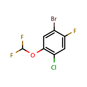 Chemical structure of 1-bromo-4-chloro-5-(difluoromethoxy)-2-fluorobenzene , CAS 1108189-13-4, AChemBlock AD296792