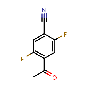 Chemical structure of 4-acetyl-2,5-difluorobenzonitrile , CAS 198280-43-2, AChemBlock AD296794