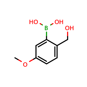 Chemical structure of (2-(Hydroxymethyl)-5-methoxyphenyl)boronic acid , CAS 2375070-90-7, AChemBlock AD296800