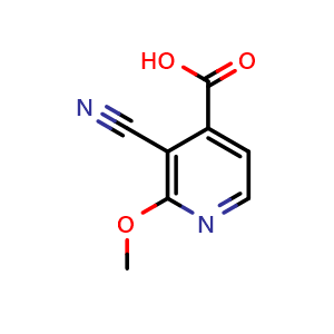 Chemical structure of 3-cyano-2-methoxyisonicotinic acid , CAS 1807036-26-5, AChemBlock AD296805