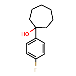 Chemical structure of 1-(4-fluorophenyl)cycloheptanol , CAS 77826-32-5, AChemBlock AD296813