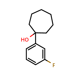 Chemical structure of 1-(3-fluorophenyl)cycloheptanol , CAS 77826-34-7, AChemBlock AD296815