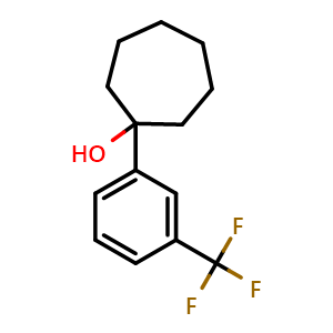 Chemical structure of 1-(3-(trifluoromethyl)phenyl)cycloheptanol , CAS 39173-38-1, AChemBlock AD296816