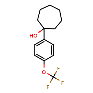 Chemical structure of 1-(4-(trifluoromethoxy)phenyl)cycloheptanol , CAS 2969358-59-4, AChemBlock AD296817