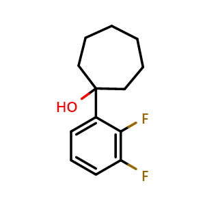 Chemical structure of 1-(2,3-difluorophenyl)cycloheptanol , CAS 1341463-34-0, AChemBlock AD296819