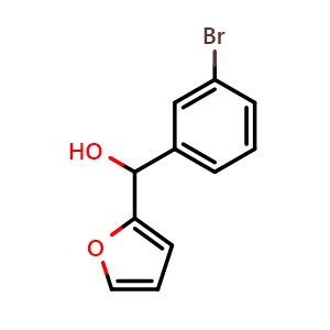 Chemical structure of (3-bromophenyl)(furan-2-yl)methanol , CAS 1339866-99-7, AChemBlock AD296822