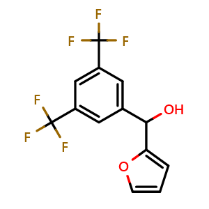 Chemical structure of (3,5-bis(trifluoromethyl)phenyl)(furan-2-yl)methanol , CAS 1538203-17-6, AChemBlock AD296828