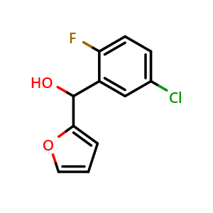 Chemical structure of (5-chloro-2-fluorophenyl)(furan-2-yl)methanol , CAS 1597168-59-6, AChemBlock AD296832