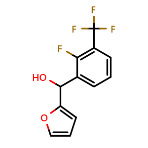 Chemical structure of (2-fluoro-3-(trifluoromethyl)phenyl)(furan-2-yl)methanol , CAS 1537726-60-5, AChemBlock AD296833