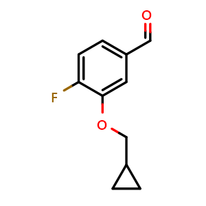 Chemical structure of 3-(Cyclopropylmethoxy)-4-fluorobenzaldehyde , CAS 1208231-17-7, AChemBlock AD296838