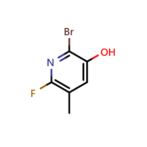 Chemical structure of 2-bromo-6-fluoro-5-methylpyridin-3-ol , CAS 2921886-69-1, AChemBlock AD296840