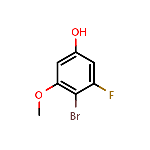 Chemical structure of 4-bromo-3-fluoro-5-methoxyphenol , CAS 1780798-29-9, AChemBlock AD296844