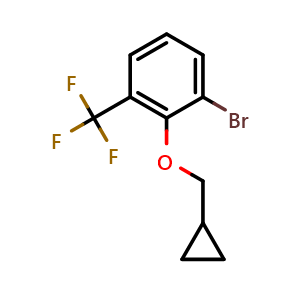 Chemical structure of 1-bromo-2-(cyclopropylmethoxy)-3-(trifluoromethyl)benzene , CAS 1369779-32-7, AChemBlock AD296847