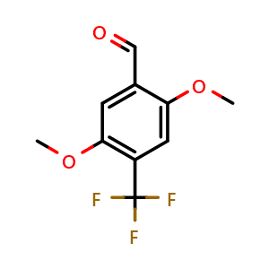 Chemical structure of 2,5-dimethoxy-4-(trifluoromethyl)benzaldehyde , CAS 2386597-38-0, AChemBlock AD296855