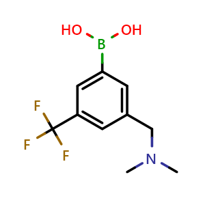 Chemical structure of (3-((dimethylamino)methyl)-5-(trifluoromethyl)phenyl)boronic acid , CAS 2760571-40-0, AChemBlock AD296856