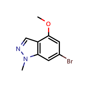 Chemical structure of 6-bromo-4-methoxy-1-methyl-1H-indazole , CAS 1976004-89-3, AChemBlock AD296865