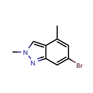 Chemical structure of 6-bromo-2,4-dimethyl-2H-indazole , CAS 1159511-91-7, AChemBlock AD296873