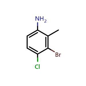 Chemical structure of 3-bromo-4-chloro-2-methylaniline , CAS 1936457-95-2, AChemBlock AD296876