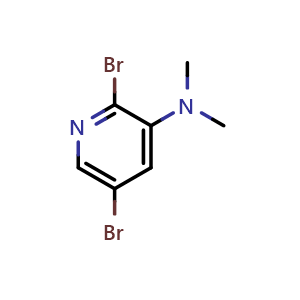 Chemical structure of 2,5-dibromo-N,N-dimethylpyridin-3-amine , CAS 2969447-33-2, AChemBlock AD296877