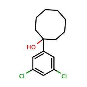 Chemical structure of 1-(3,5-dichlorophenyl)cyclooctanol , CAS 2921687-80-9, AChemBlock AD296879