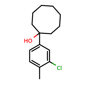 Chemical structure of 1-(3-chloro-4-methylphenyl)cyclooctanol , CAS 2969370-06-5, AChemBlock AD296881