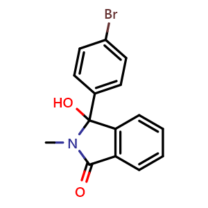 Chemical structure of 3-(4-bromophenyl)-3-hydroxy-2-methylisoindolin-1-one , CAS 2969339-24-8, AChemBlock AD296883
