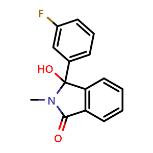 Chemical structure of 3-(3-fluorophenyl)-3-hydroxy-2-methylisoindolin-1-one , CAS 2969441-20-9, AChemBlock AD296884