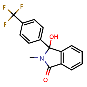 Chemical structure of 3-hydroxy-2-methyl-3-(4-(trifluoromethyl)phenyl)isoindolin-1-one , CAS 153397-53-6, AChemBlock AD296885