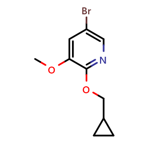Chemical structure of 5-bromo-2-(cyclopropylmethoxy)-3-methoxypyridine , CAS 1620691-17-9, AChemBlock AD296888