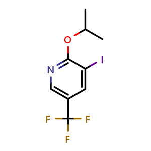 Chemical structure of 3-iodo-2-isopropoxy-5-(trifluoromethyl)pyridine , CAS 2157870-93-2, AChemBlock AD296889