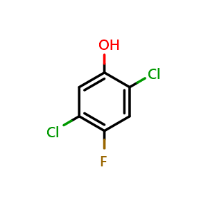Chemical structure of 2,5-dichloro-4-fluorophenol , CAS 2995-06-4, AChemBlock AD296909