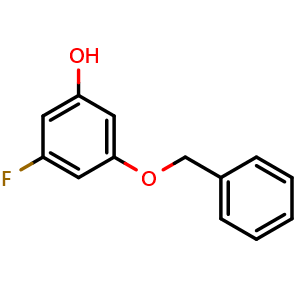 Chemical structure of 3-(benzyloxy)-5-fluorophenol , CAS 1504590-57-1, AChemBlock AD296917