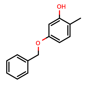 Chemical structure of 5-(benzyloxy)-2-methylphenol , CAS 628332-28-5, AChemBlock AD296918