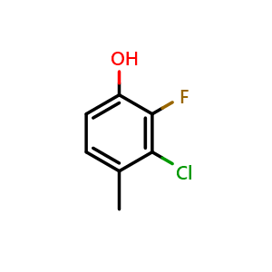 Chemical structure of 3-chloro-2-fluoro-4-methylphenol , CAS 1805954-30-6, AChemBlock AD296922
