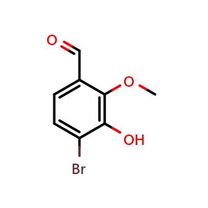 Chemical structure of 4-bromo-3-hydroxy-2-methoxybenzaldehyde , CAS 1313390-32-7, AChemBlock AD296935