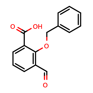 Chemical structure of 2-(benzyloxy)-3-formylbenzoic acid , CAS 909704-44-5, AChemBlock AD296937