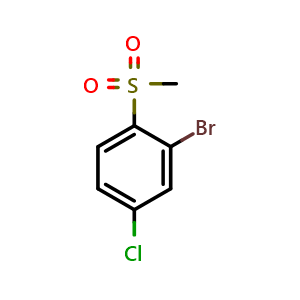 Chemical structure of 2-bromo-4-chloro-1-(methylsulfonyl)benzene , CAS 1782806-79-4, AChemBlock AD296939