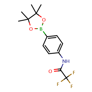 Chemical structure of 2,2,2-trifluoro-N-(4-(4,4,5,5-tetramethyl-1,3,2-dioxaborolan-2-yl)phenyl)acetamide , CAS 864754-08-5, AChemBlock AD296948