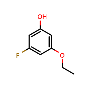 Chemical structure of 3-ethoxy-5-fluorophenol , CAS 1443055-88-6, AChemBlock AD296949